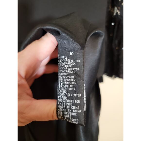 Scarlett Black Sheath Dress Subtle Sequin on Lace Sleeves Size 10 Party Event - Picture 6 of 10